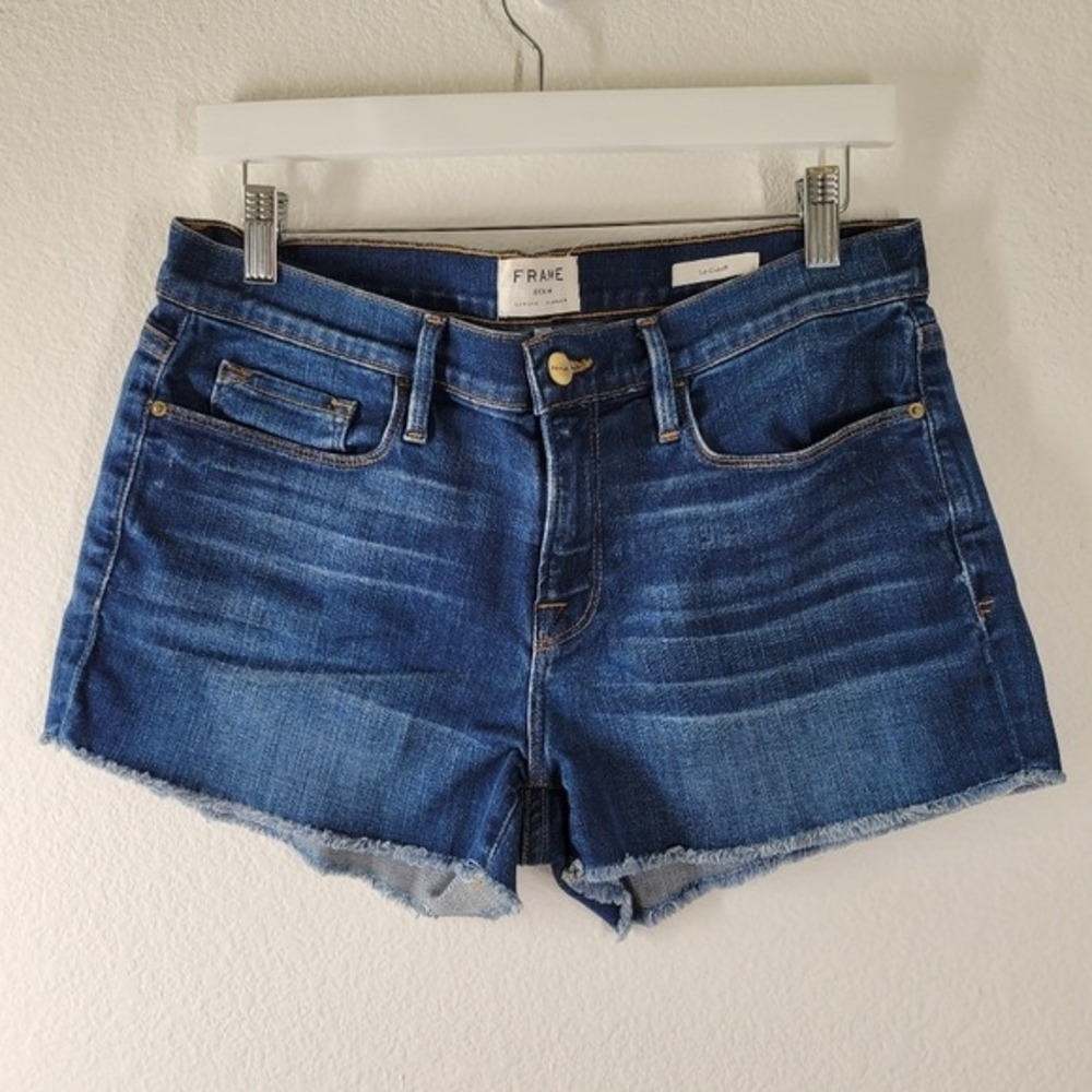 Frame Le Cutoff Denim Shorts Womens 31 Blue Raw Hem Frayed‎ Distressed